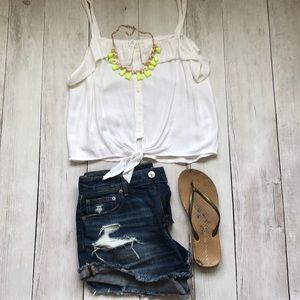 Astr The Label Nordstrom white button tie tank
